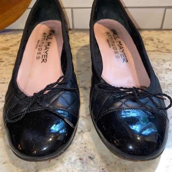 Paul Mayer $235 TITOU Cap Toe Block Heel Quilted Black Comfort Spectator 8.5 - Picture 3 of 13